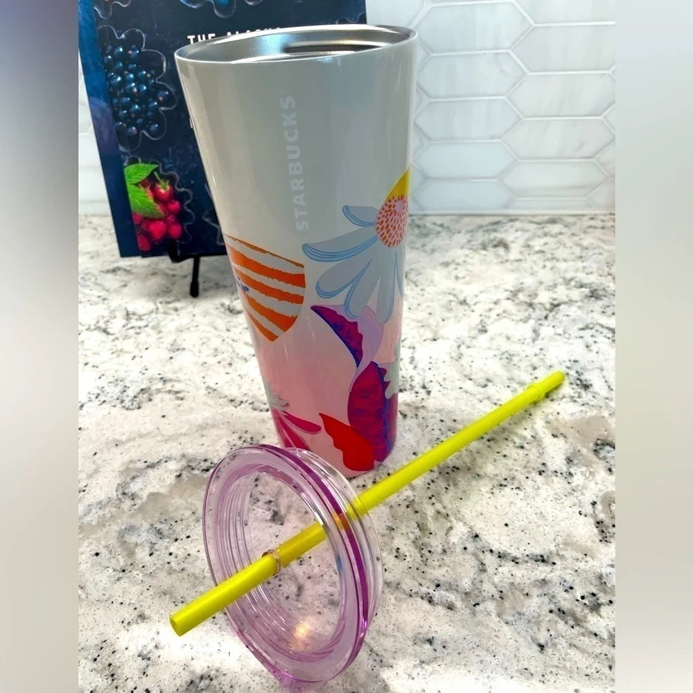 Starbucks Summer 2024 White Floral SS Venti Tumbler. NWT. Stainless steel.